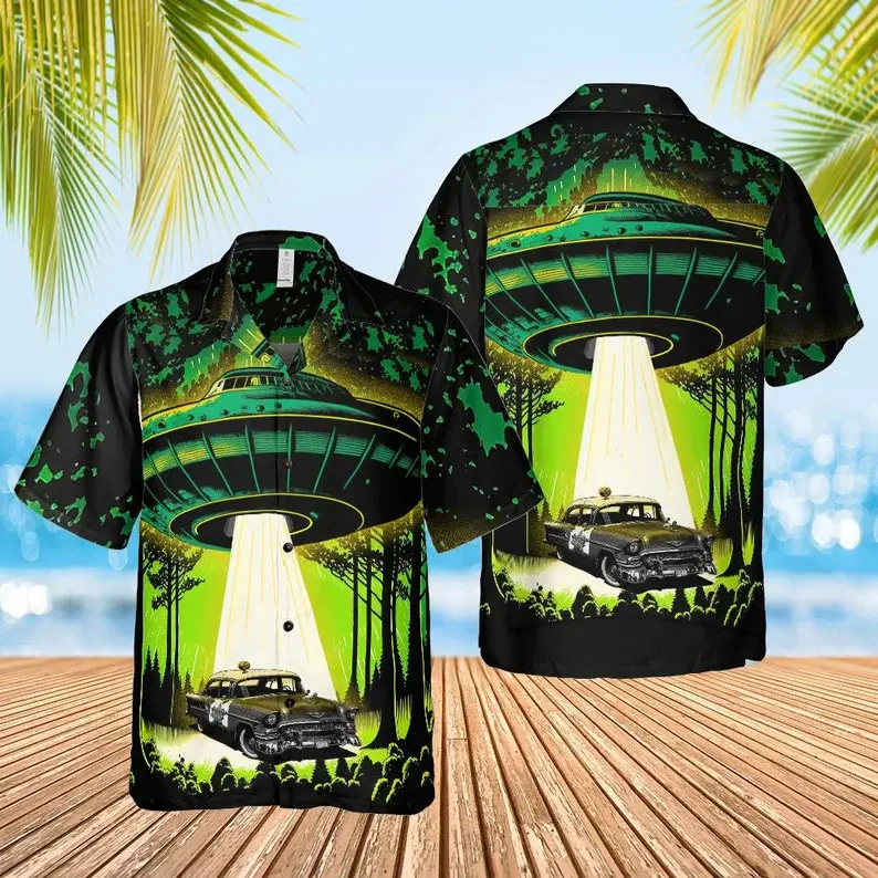 Alien Abduction Hawaiian Shirt: Funny UFO Sci-Fi Novelty Beachwear # TikTokMadeMeBuyIt # TikTokShop
