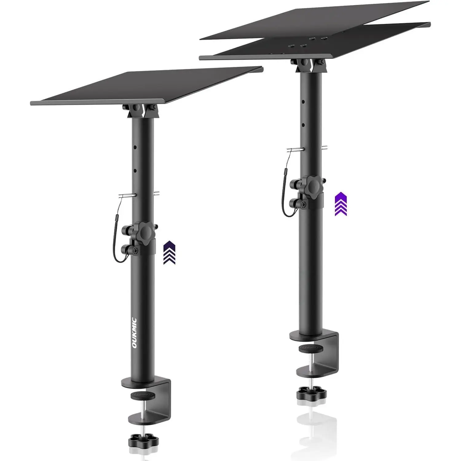 Studio  Stands Clamp  Desktop Speaker Stand Pair, Heavy Duty Riser Tilt Height Adjustable,   Booth Desk Audio Mount Tray for Subwoofer Surround Sound Bookshelf Laptop