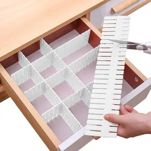 Drawer Divider Adjustable DIY Storage Organizer Separator for Tidying Clutter Cutlery Underwear Socks Clothes Dresses Desk & Box in Kitchen Bathroom Bedroom Office (Cut at Will)