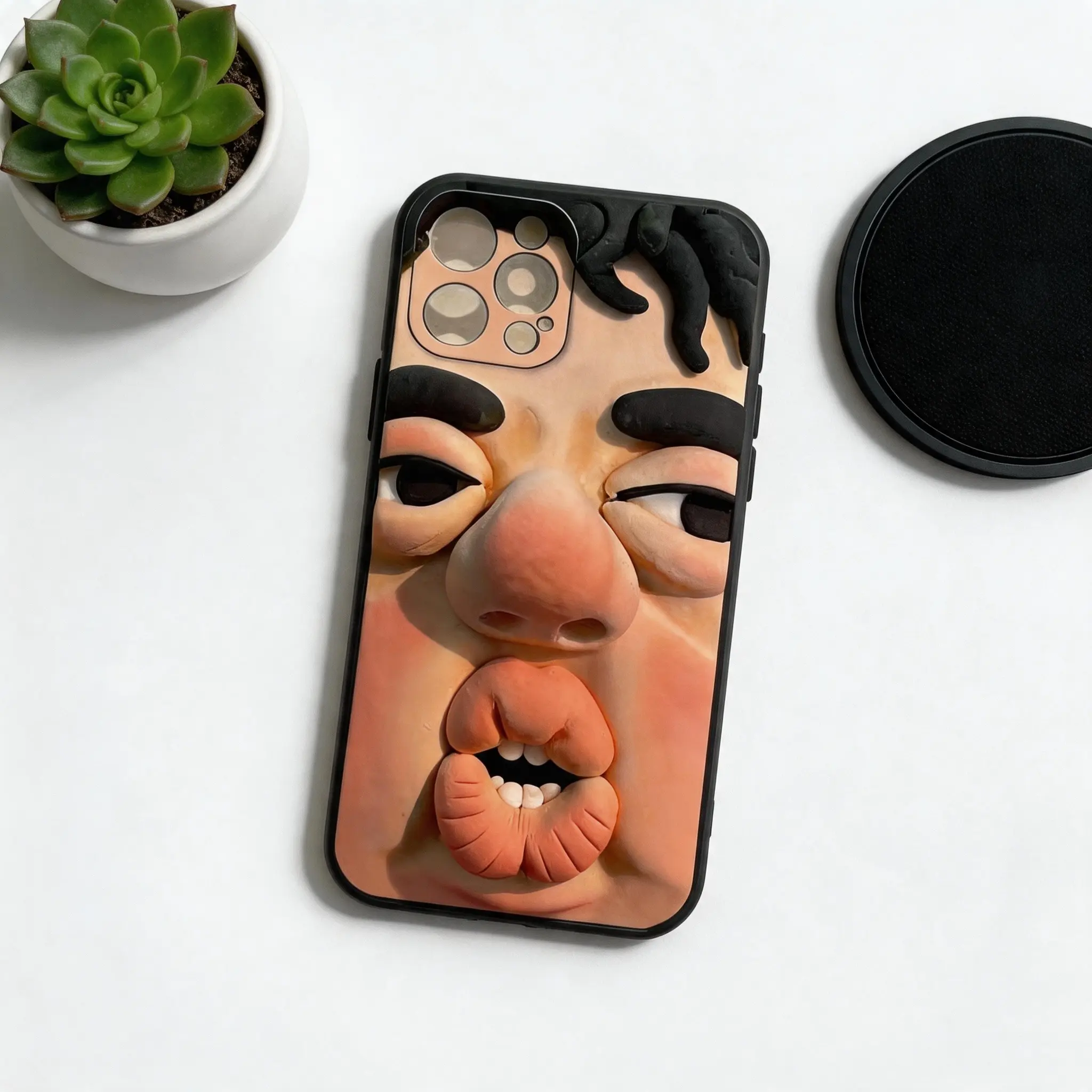 Hilarious Goofy Derpy Clay Face Ugly Cute Design Phone Case for iPhone 17 16 15 14 13 12 11 7 8 Air Pro Max Plus Cover