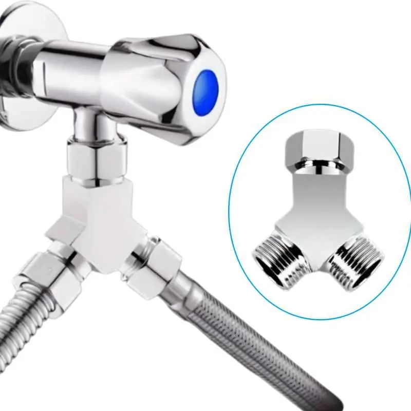 Y-Shaped Faucet Diverter Valve, 1 Inlet 2 Outlet Water Splitter Adapter for Kitchen & Bathroom Faucets, Water Flow Control Connector, Durable Brass Threaded Plumbing Fitting, Easy Installation for DIY Home Improvement