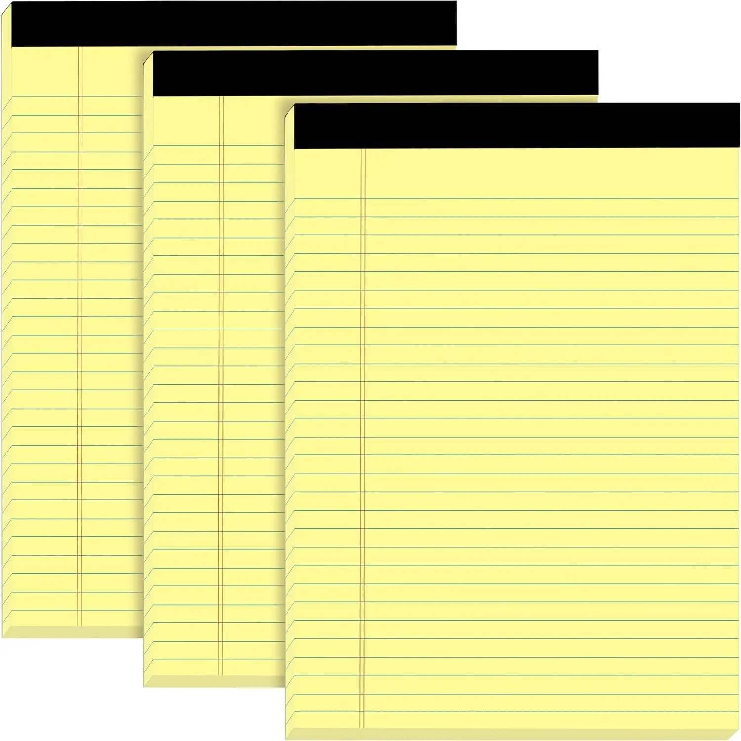 Yellow Legal Notepads 8.5 x 11, Pack of 3 - Perforated Wide Ruled Writing Pad -  Thick Paper, No Ink Bleeding - Blank Legal Pads For , Office, School, Business - 50 Sheets Per