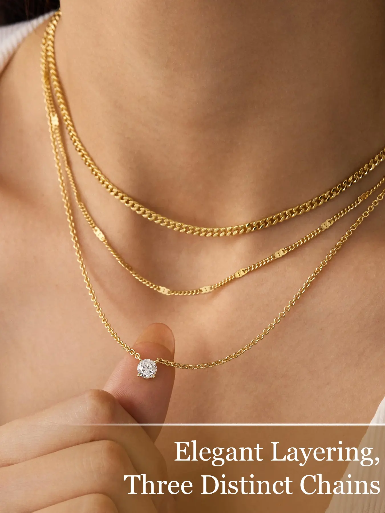 Women's Layered Necklace Set: Features an exquisite pendant necklace (tarnish-resistant and fade-resistant) paired with a chunky Cuban chain choker. A stylish, vacation-ready jewelry gift featuring birthstones. Stainless Steel Jewelry