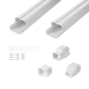 VEVOR Mini Split Line Set Cover 3 - inch W 17.7Ft L, PVC Decorative Pipe Line Cover For Air Conditioner with 10 Straight Ducts Full Components Easy to Install, Paintable for Heat Pumps, White