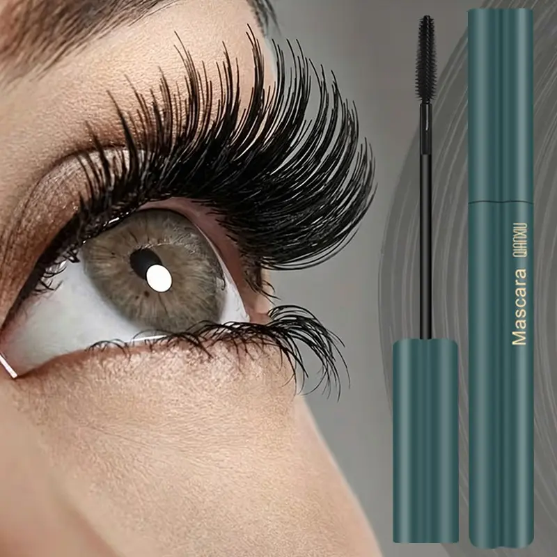 Dark Green Tube Black Mascara, Volumizing Lengthening Curling Eyelash Makeup, Waterproof Smudge-Proof Flake-Proof Long Lasting Stay, Thick Paste Without Clumping Smooth Application Defined Lash Extension Effect Gift