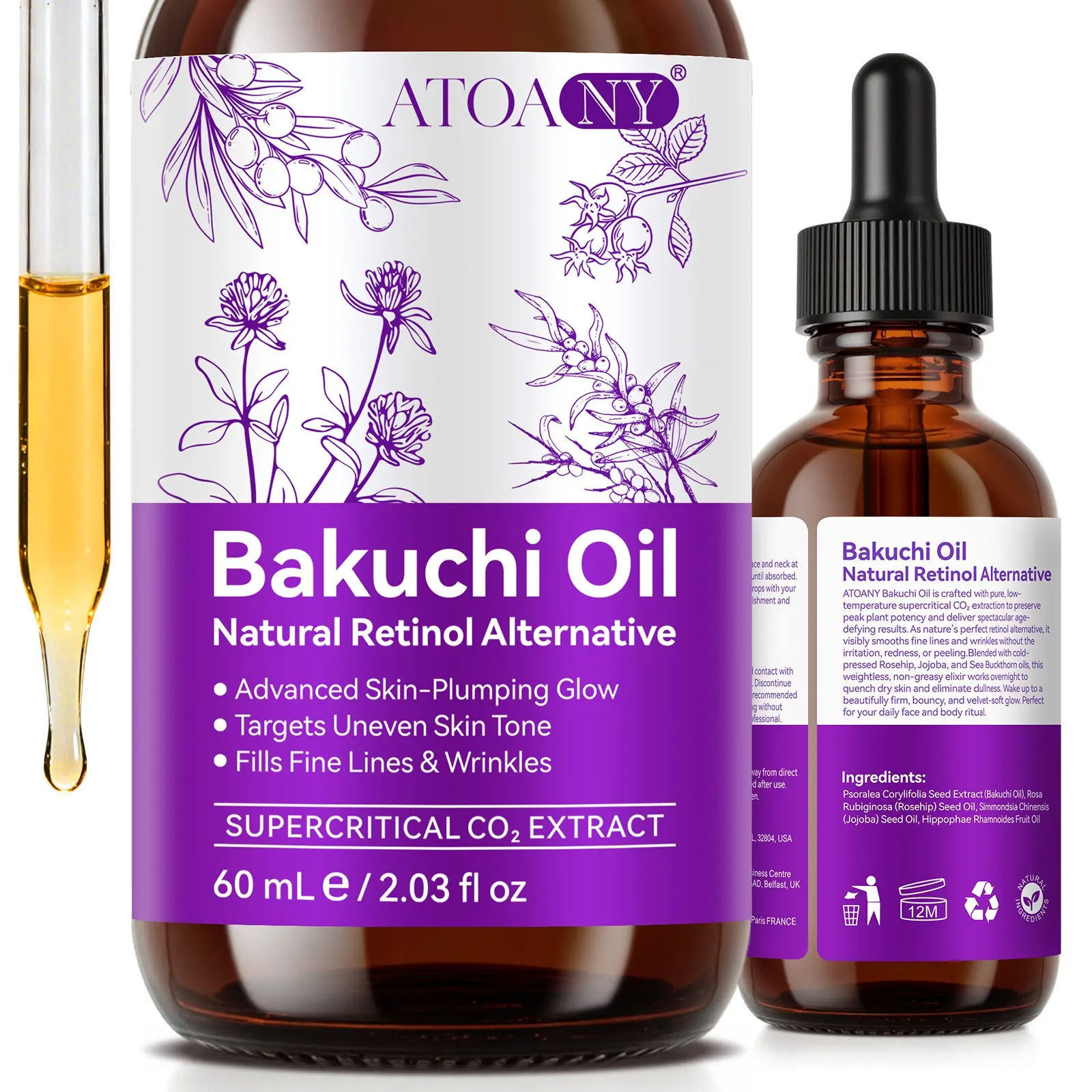 Bakuchi Oil 60ml – Gentle Anti-Aging Skin Care Oil. Smooths Fine Lines and Fades Dullness Without Irritation or Redness. Lightweight Texture for Face and Body – Ideal for First-Time Anti-Aging Users.
