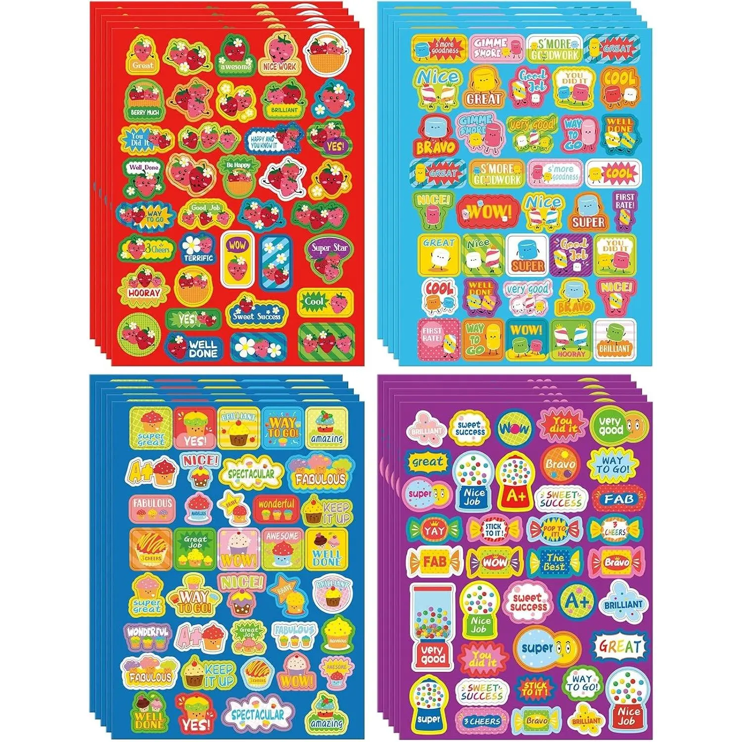 750 Pcs Scented Scratch and Sniff Reward Stickers for Kids - Motivational Dessert & Fruit Stickers for Teachers, Classroom Supplies, Student Awards (Dessert Scents, Classic Style)
