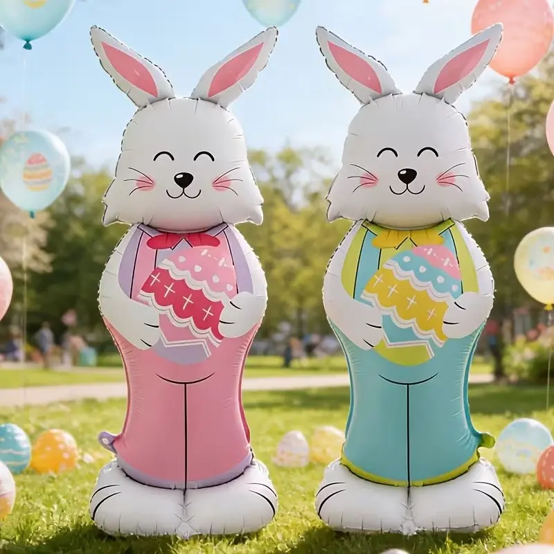 59-Inch Standing Large Rabbit Balloon for Birthday Easter Holiday Party Decor, Indoor Atmosphere Background Photo Prop