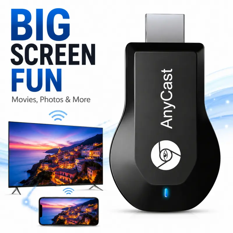 HDMI Wireless Screen Cast Adapter 2.4G WiFi Miracast Mirroring Dongle Media Sync Receiver Cast Mobile Laptop Content to TV Projector Office Classroom Display Electronic Gadgets