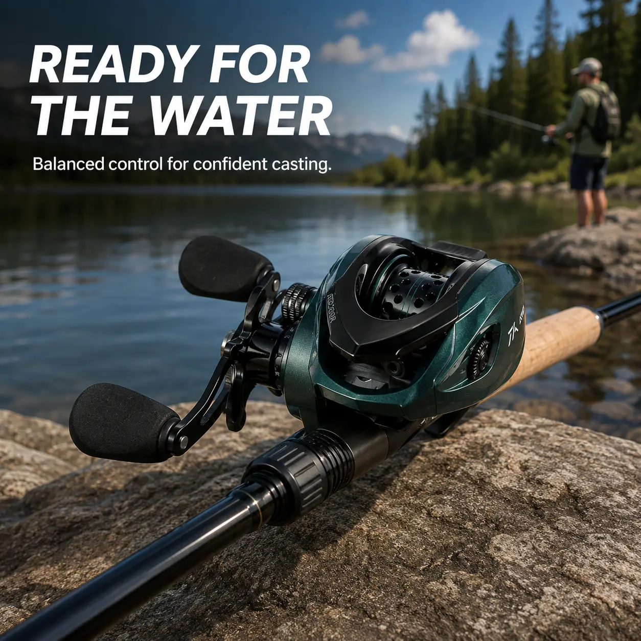 ATD200 Precision Baitcasting Reel 7.2:1 Gear Ratio 10kg Max Drag 210g Lightweight Shallow Spool 10-Level Magnetic Brake Anti-Backlash Long Cast Design Ceramic Line Guide Aluminum Handle EVA Knob for Light Lure and Heavy Cover Fishing