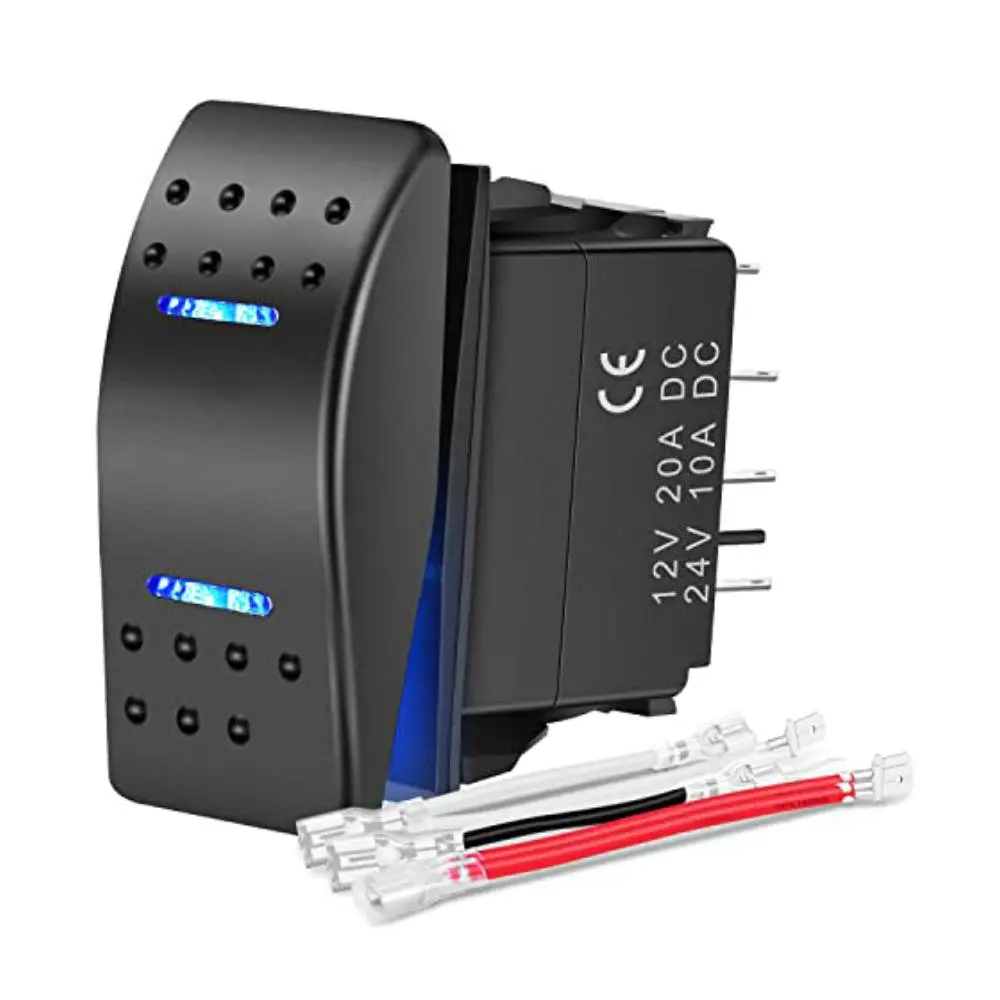 Nilight Waterproof ABS Plastic 7-Pin DPDT Rocker Switch - Toggle ON/Off/ON, 12V-24V, Jumper Wires Included, Load Control, Universal Fit for Jeeps, Campers, Trailers, Led Lights, Winch, Marine Boat Electrical Devices