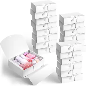 20 Pack Gift Boxes with Lids- 10.6 x 7.8 x 3.1" White Bridesmaid Proposal Boxes with Ribbons - Cajas De Regalo for Mother Day Wedding, Birthday, Bridesmaid, Graduation, Baby Shower,Packaging Presents