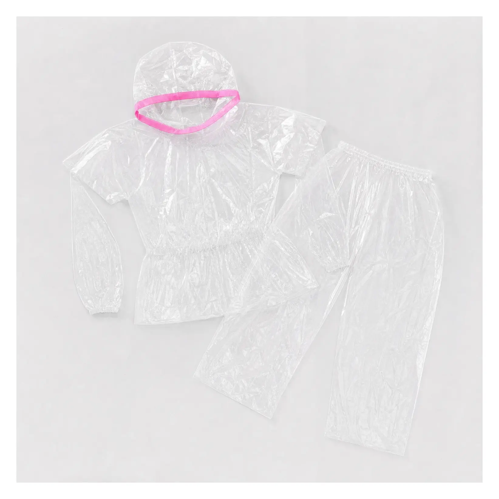 Disposable Rain Suit Set 2 Pack Plus Size Adult Rain Ponchos with Hood and Waterproof Rain Pants for EmergencyGift
