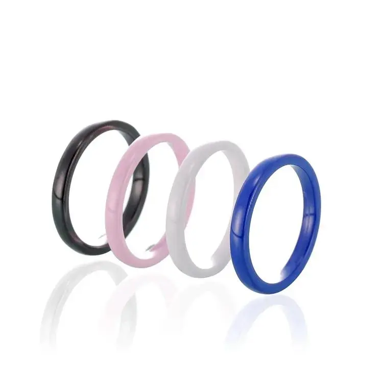 Romantic Sweet 3mm Width Ceramic Rings Smooth Circular Ring For Women Men Goth Rock Finger Rings Jewelry Engagement Ring