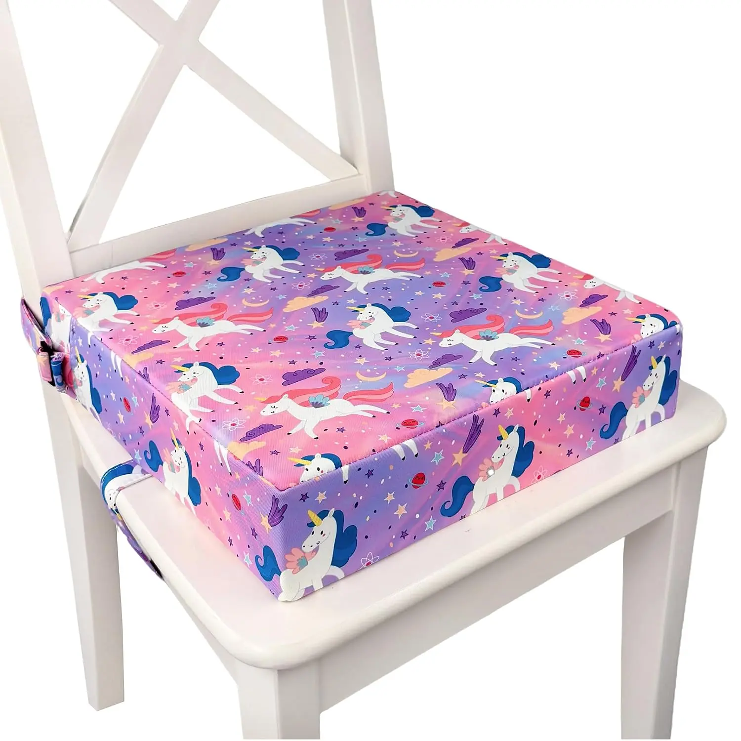 Toddler Booster Seat for Dining Table & Kitchen Chair, Portable Kids Booster Seat Cushion with Adjustable Straps, Non-Slip Washable Pad, Easy to Clean for Home & Travel