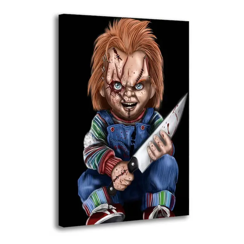 Chucky Cartoon Horror Child's Play Artistic Minimalist Canvas Wall Painting - 1-Piece Home Decoration Poster Print for Living Room Walls