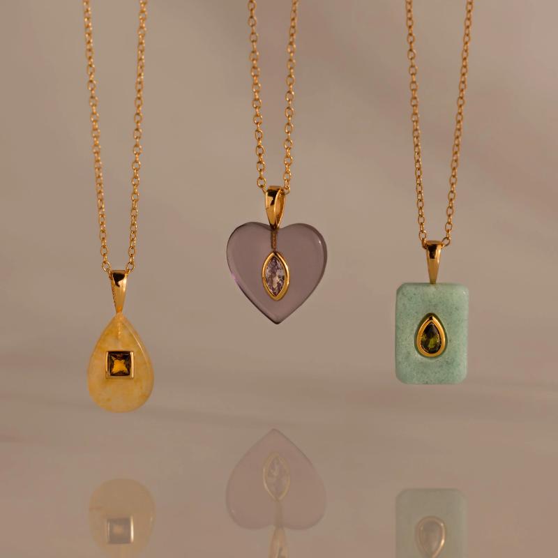 Birthstone Crystal Necklace by Caitlyn Minimalist - 18K Gold Plated Gemstone Pendant Necklace - Personalized Jewelry - Birthday Gift for Her.