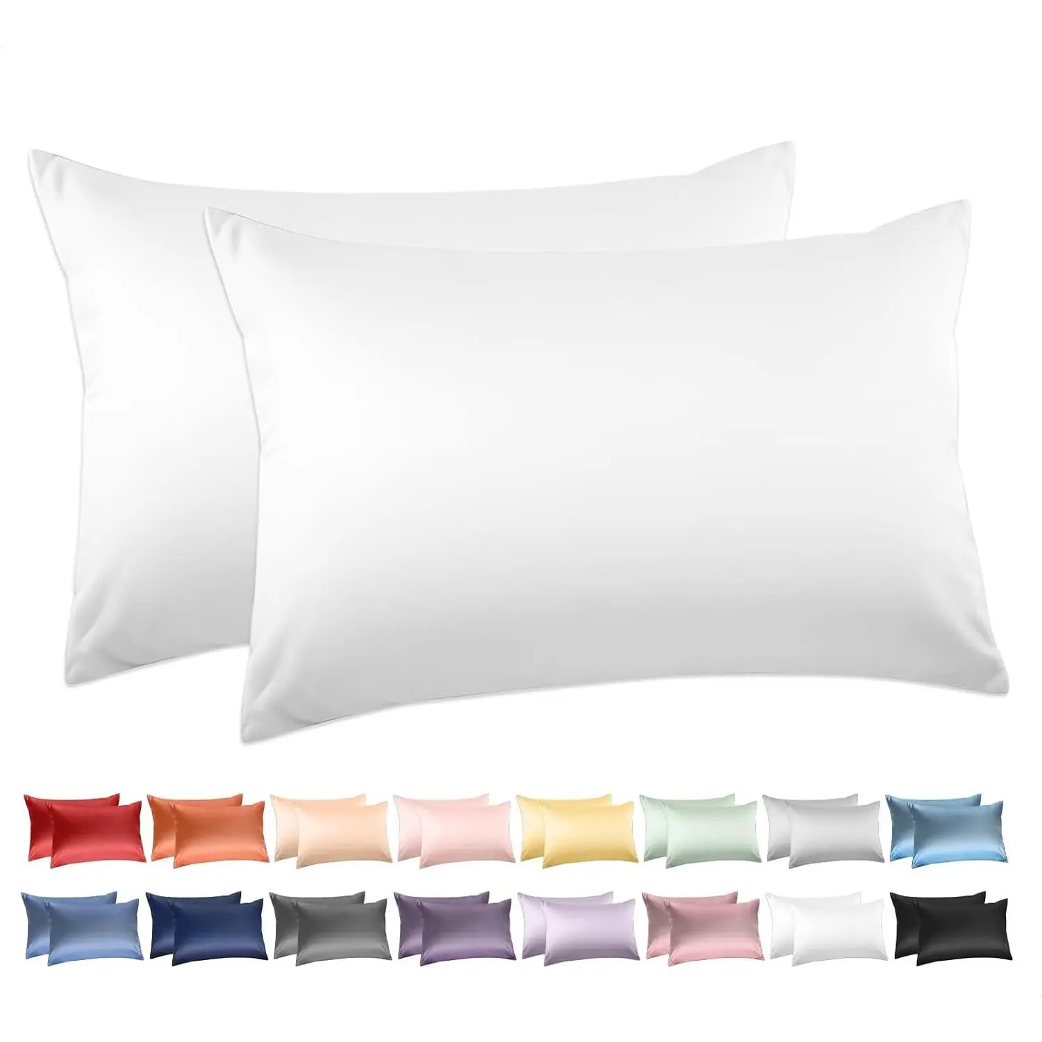 100% Cotton Pillow Cases Standard Size Set of 2, 600 Thread Count Cotton Pillowcases Standard, White Pillow Cases Set of 2 with Envelop Closure, 20x26 Inches