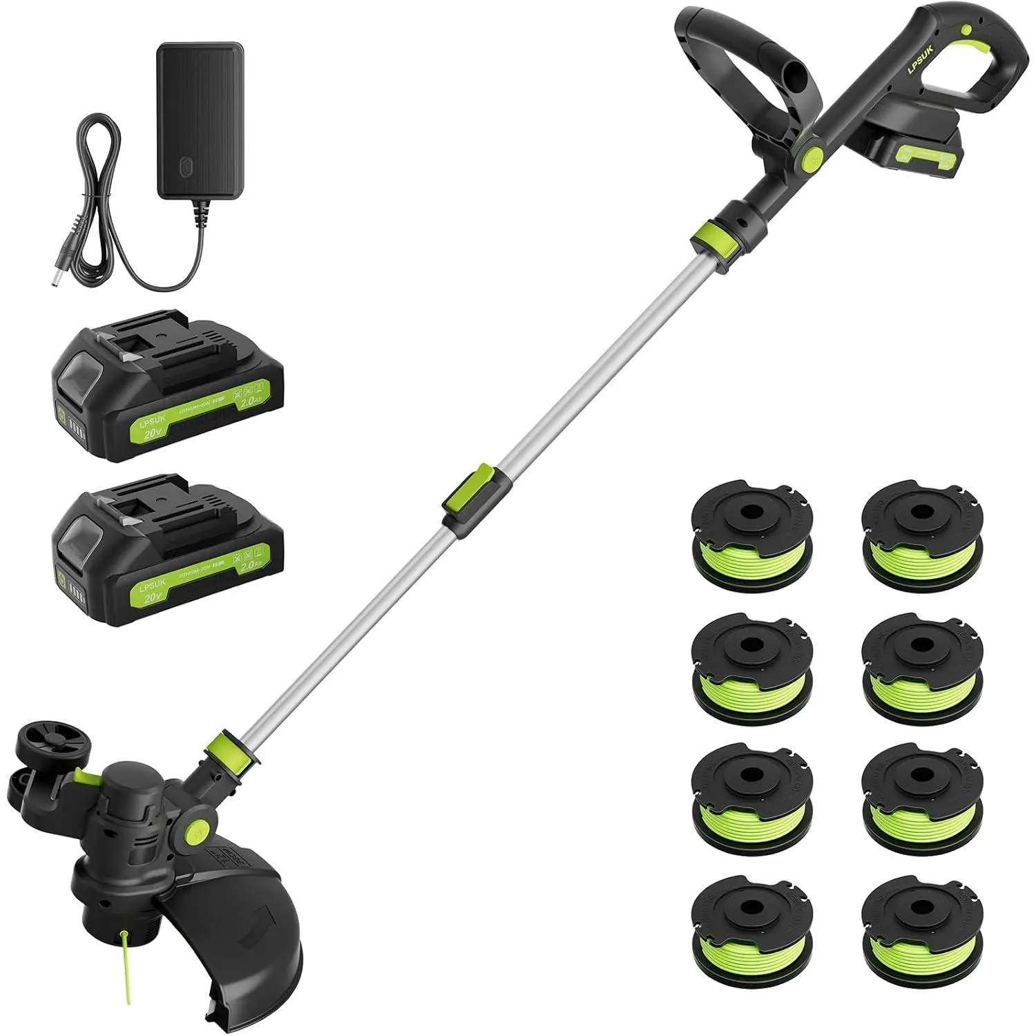 Weed Wacker Weed Eater String Trimmer, 20V Cordless 2-in-1 Lawn Edger with 2 x 2.0Ah Batteries, 12-Inch Auto Line Feed Grass Trimmer, 8 Replacement Lines for Yard Garden