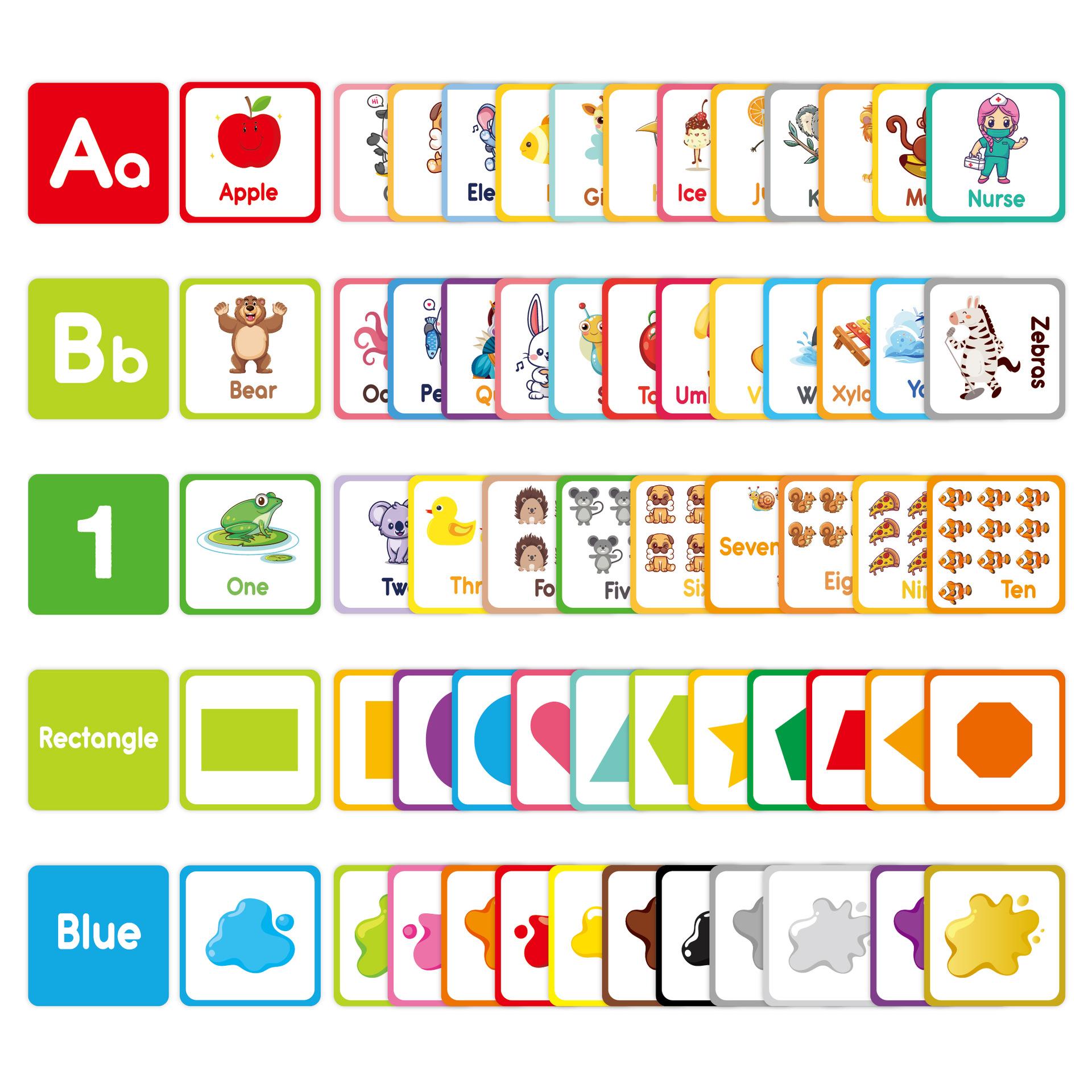 Colorful Design Learning Flash Cards, Flashcards Learning Alphabet, Cartoon Animal Alphabet Shapes, Educational Early Childhood Development, Fun Study Tools for Kids