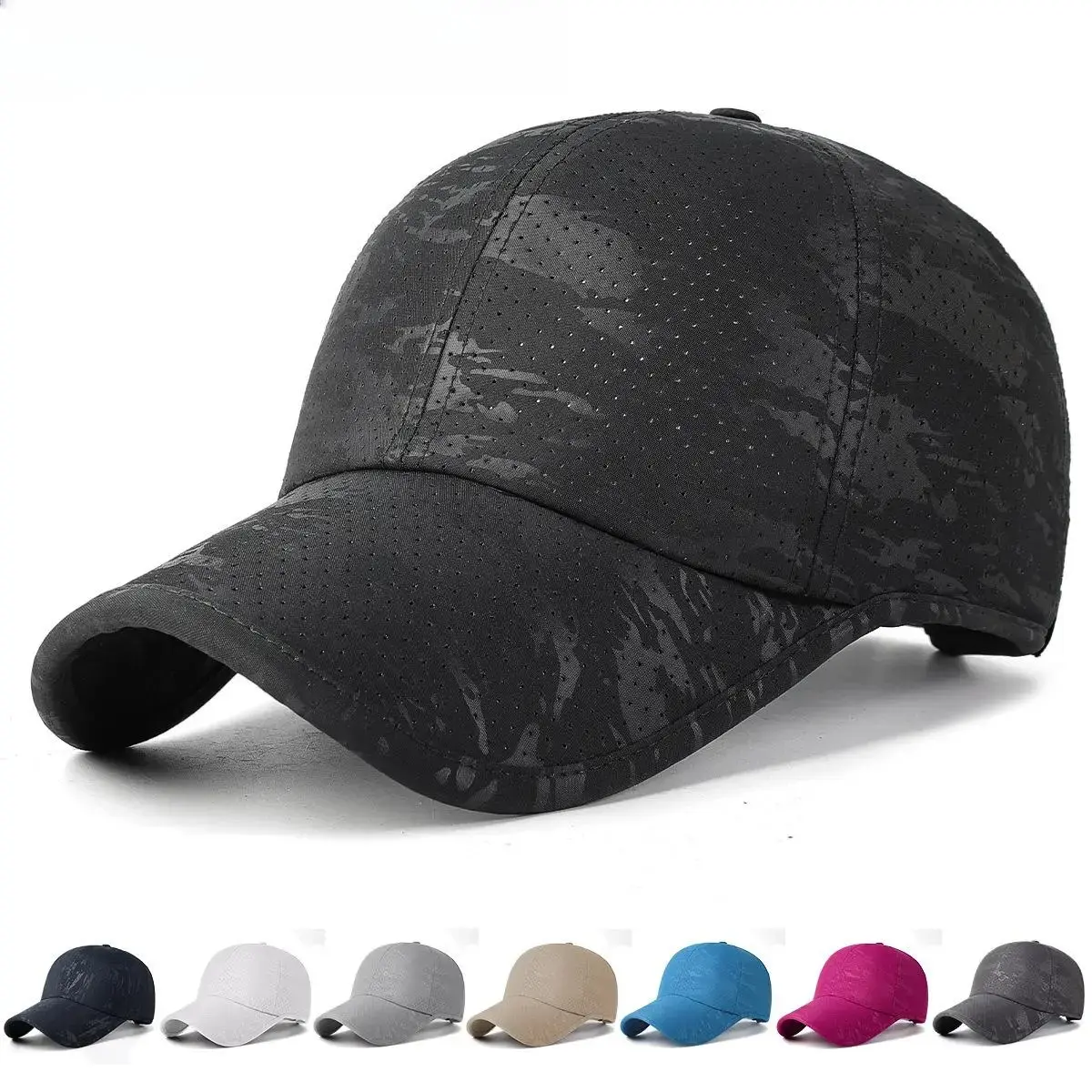 Men's Perforated Baseball Cap with Piped Trim Edge - Lightweight, Quick-Dry Fabric Hat for Outdoor Sports & Active Lifestyles, Male, Perforated Vents, Active Lifestyle Sports & Outdoor Hats, Athletic Training Sports & Outdoor Hats