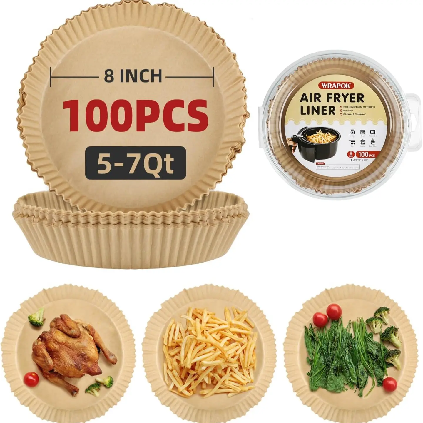 Parchment paper specially for air fryers, made of food-grade material, safe and reliable. It blocks oil stains and residues, is suitable for multi-scene cooking, keeping things clean and convenient.