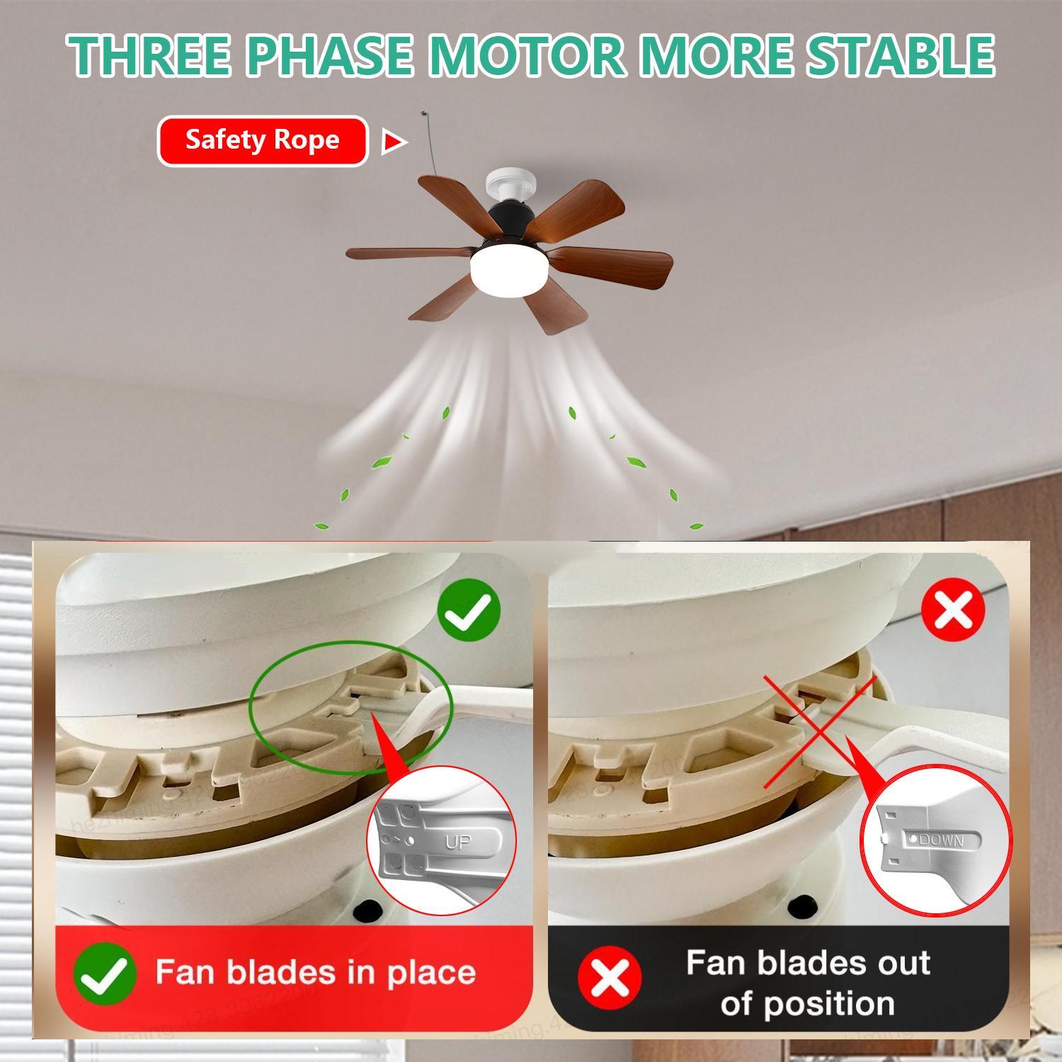 Remote Control Socket Fan Light, 2 in 1 Adjustable Wind Speed and Lighting Ceiling Fanlights, Dimmable Ceiling Lights, Easy Ceiling Mount for Living Room Bedroom Kitchen