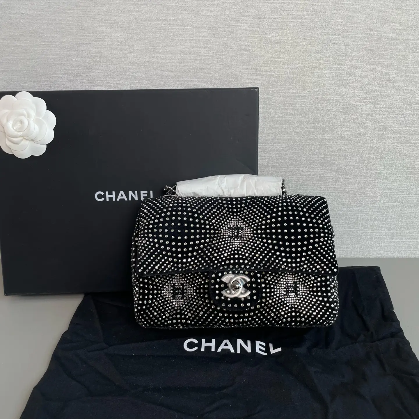 Pre-owned Chanel Crystal Embellished Runway Classic Flap Bag