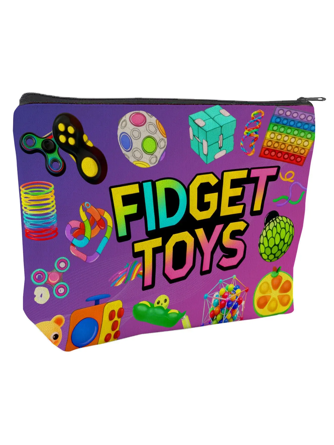 Large Capacity Fidget Toys Print Storage Pouch, Multifunctional Travel Cosmetic Bag, Portable Cosmetic Bag, Zipper Carry Bag for Charging Cables, Ideal Gift
