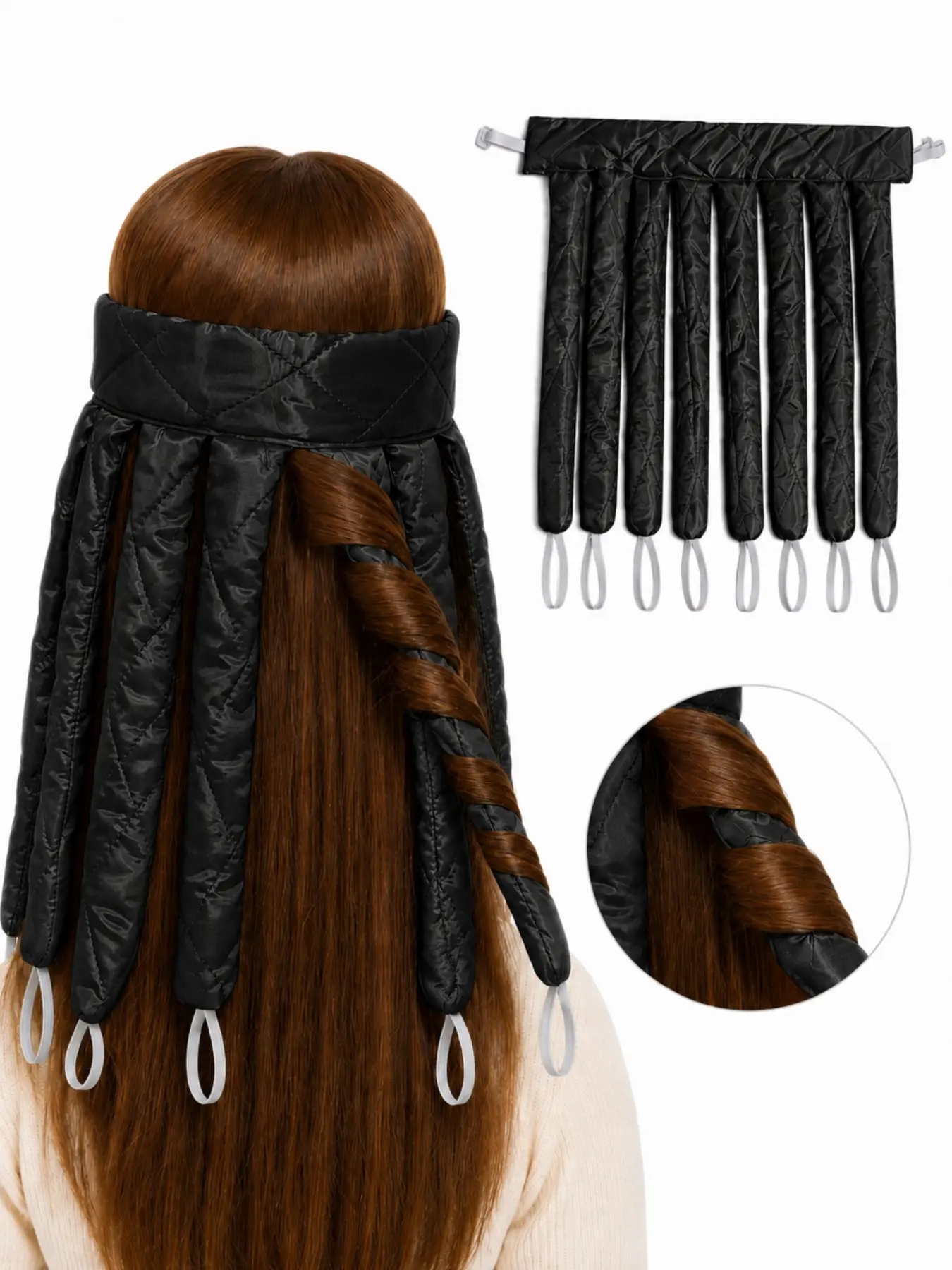 Flexible Octopus Curling Wand, Satin Heat-Free Overnight Curler for Women, Daily Home Hair Styling Tool for Natural Curls