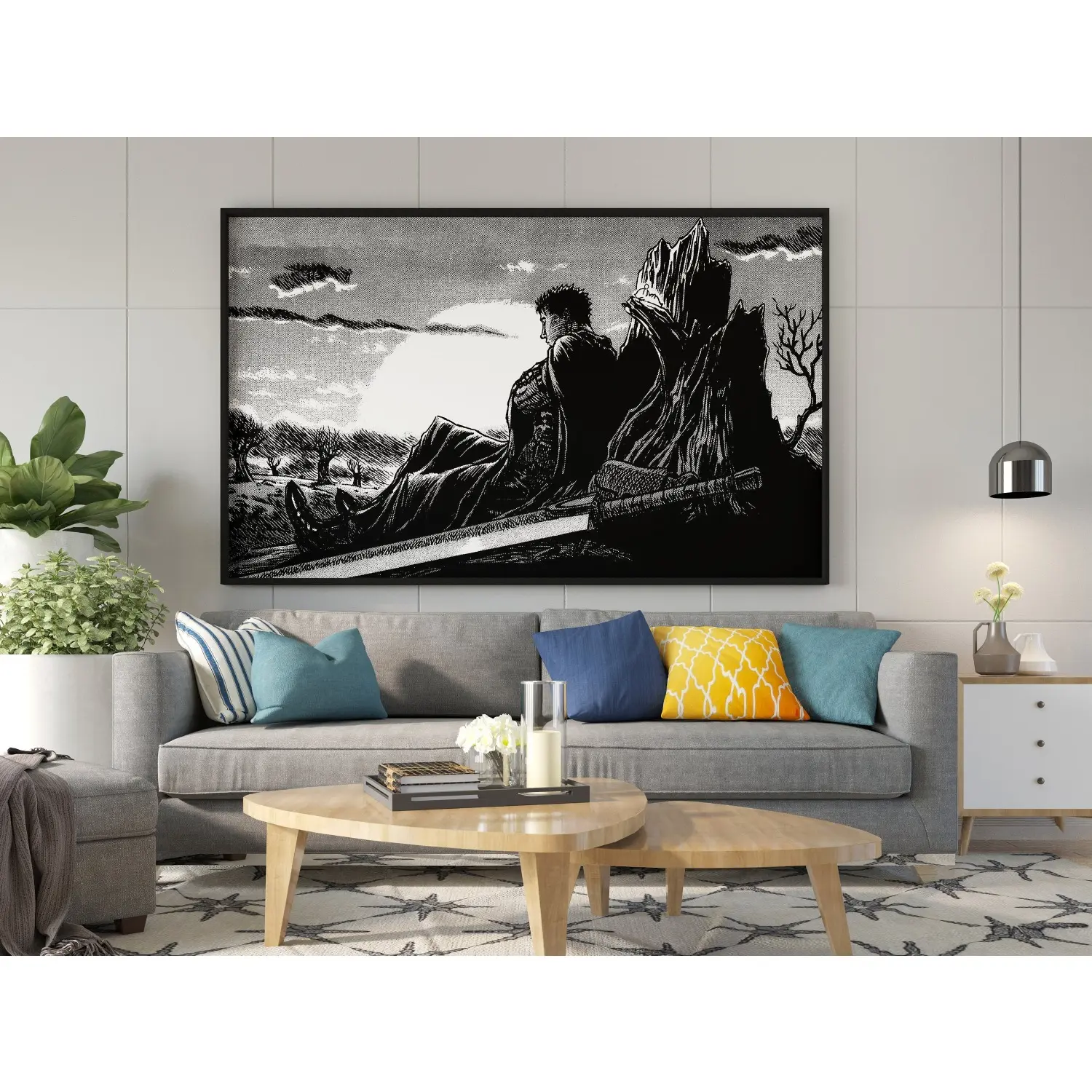 Anime Canvas Wall Art, Anime Poster, Berserk Anime Wall Art, Berserk Guts Poster, Framed Anime Decor, Guts Canvas Wall Art