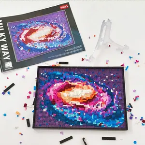 Creative 3D Oil The Milky Way Galaxy Painting Building Blocks Set Famous Nebula Art Photo Frame Home Decorations Toys Adult Gift