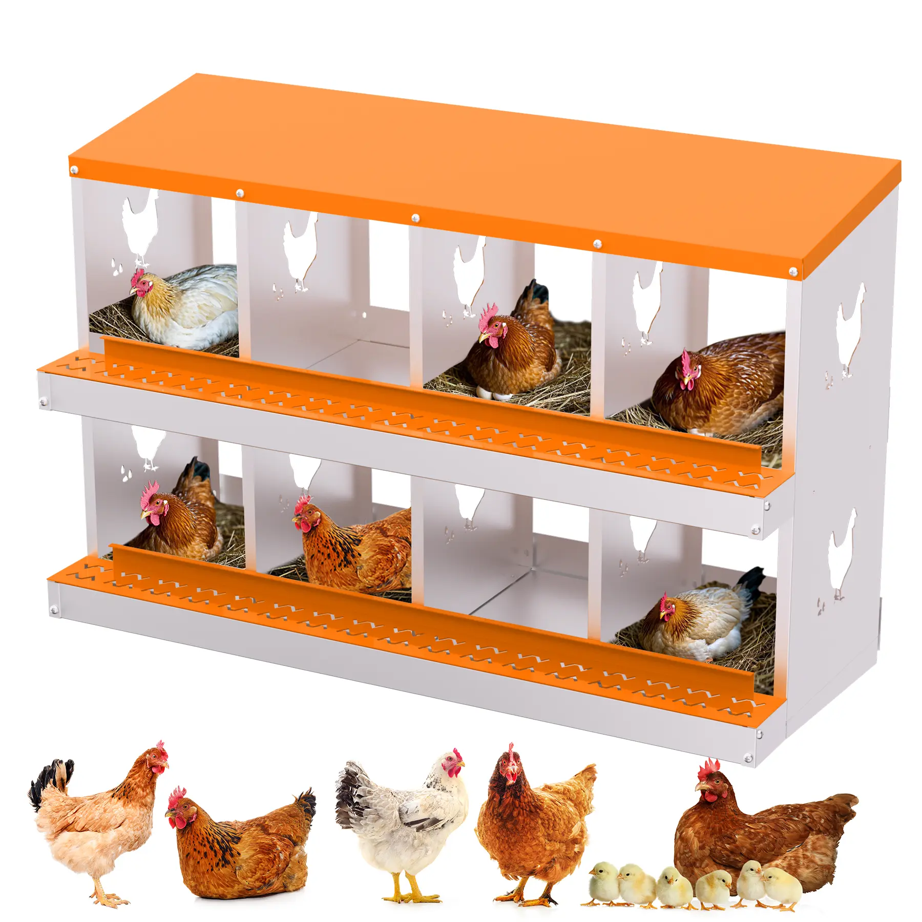 8 Compartment Chicken Nesting Boxes, Easy to Clean & Install Chicken Laying Boxes, Egg Protection Design for Backyard Chicken Coop
