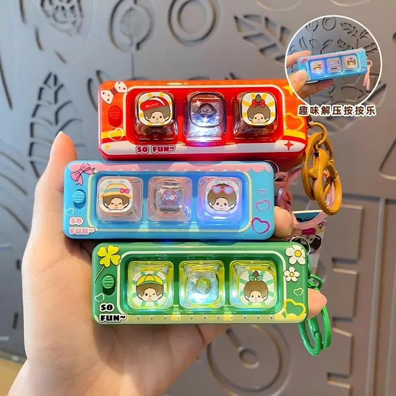 9/3Grids Monchhichi Keycap Clicker Monchichi Decompression Fidget Toy Keyboard Keychain Backpack Pendant Gift Toys 9구 키캡 키링