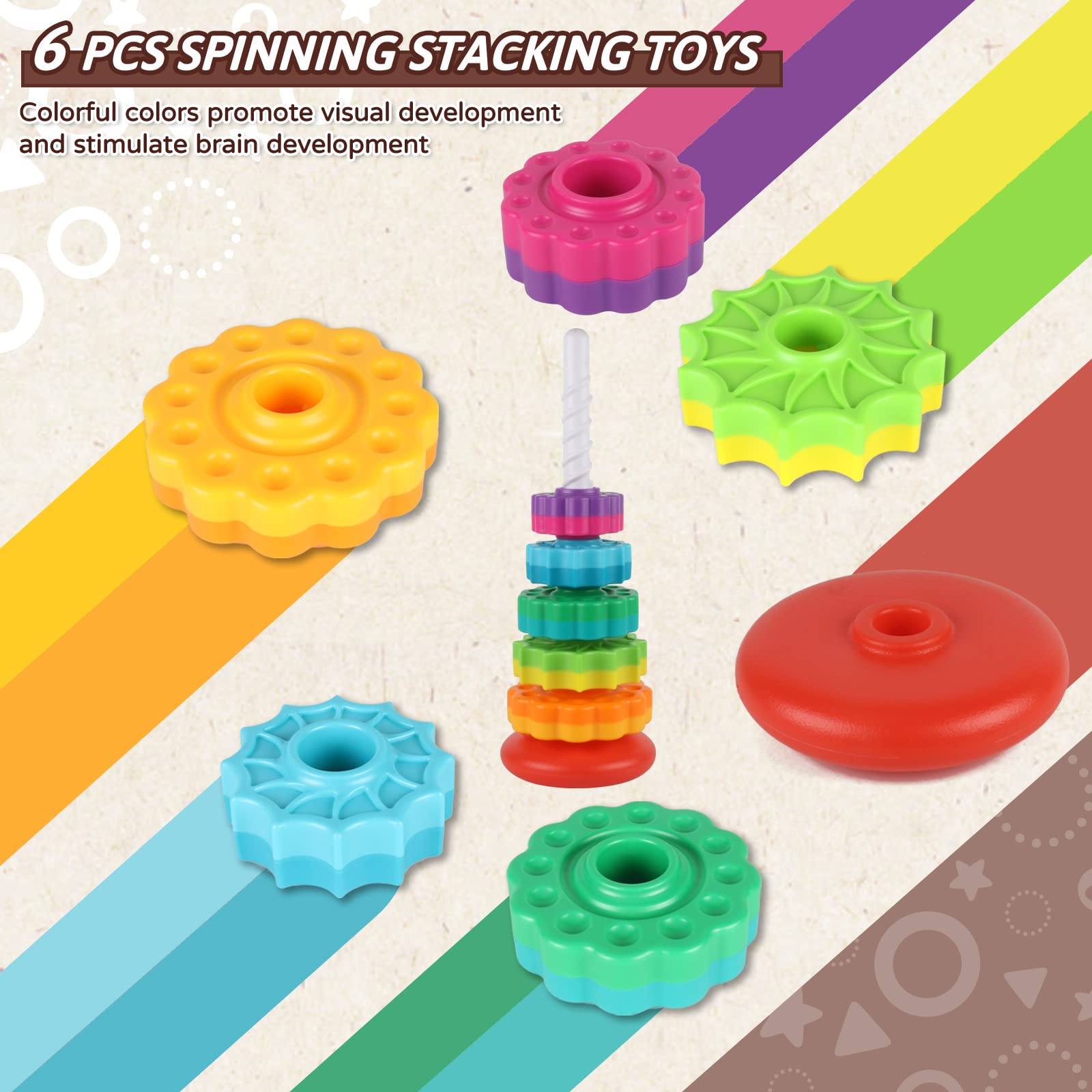 Spinning Stacking Toy, Shape Sorter, 1 Count Educational Teenager Toy, Stacking Rings Teenager Toy, Montessori Toy for Girls and Boys, Birthday Gift