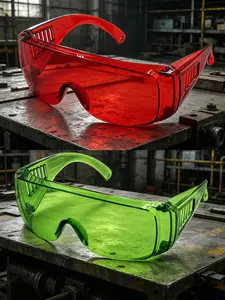 2 Pairs Pack One Piece Wrap Around Windproof Safety Glasses Set, Mixable Red/Green/Yellow/Blue Full Lens, Y2K Punk Trend Eyewear, Scratch Resistant Dustproof Goggles for Lab Cycling Outdoor | Xijie Store