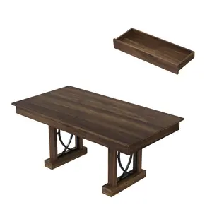 Wooden Dining Table with 2 Large Drawers for 6-8 People, 71" Long Farmhouse Rectangular Kitchen Table with Thick Table Top & Sturdy Frame for Big Family & Dinette