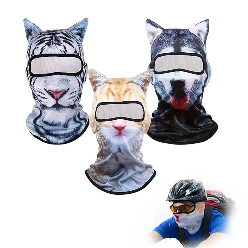 3Pcs Cat Ski Mask,3D Cat Shiesty Face Balaclava with Ears,Funny Ski Mask,Windproof & Breathable for Cycling Music Festivals Halloween