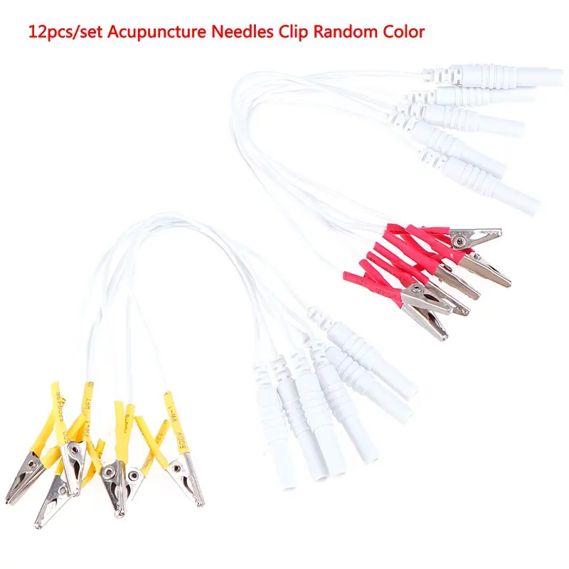 12pcs Set Alligator Clip Cable, Durable Acupuncture Needles Clip for Sdz-Ii Electronic Acupuncture Treatment, Random Color, Medical Accessories