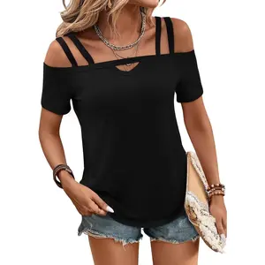 Beauty's WardrobeBeauty's WardrobeBliwov Womens Cold Shoulder Tops Short Sleeve Cute Sexy Summer Spring Beach Vacation T Shirts Fashion Outfits Basic Clothes