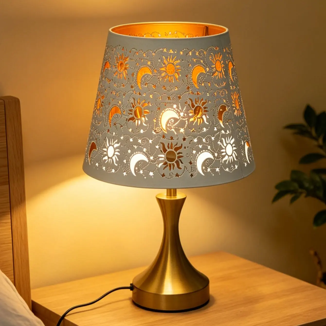 Bohemian Cutout Metal Lamp Shade, Conical Designs, Floral Moon Tree Geometric Patterns, Vintage Farmhouse Decor for Living Room Bedroom