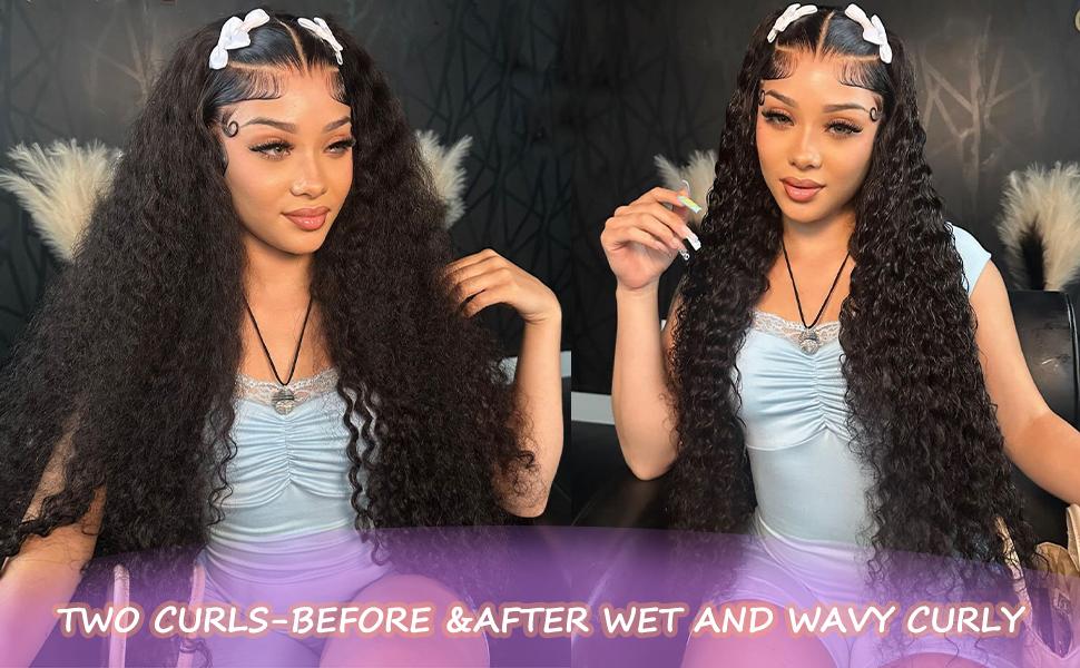 Bling Hair Deep Wave 13x6 13x4 Glueless Wig With Drawstring Hd Lace Frontal Glueless Wig Human Hair For Women Ready to Wear 6x4 Lace Closure Wig Curly Wave Hair