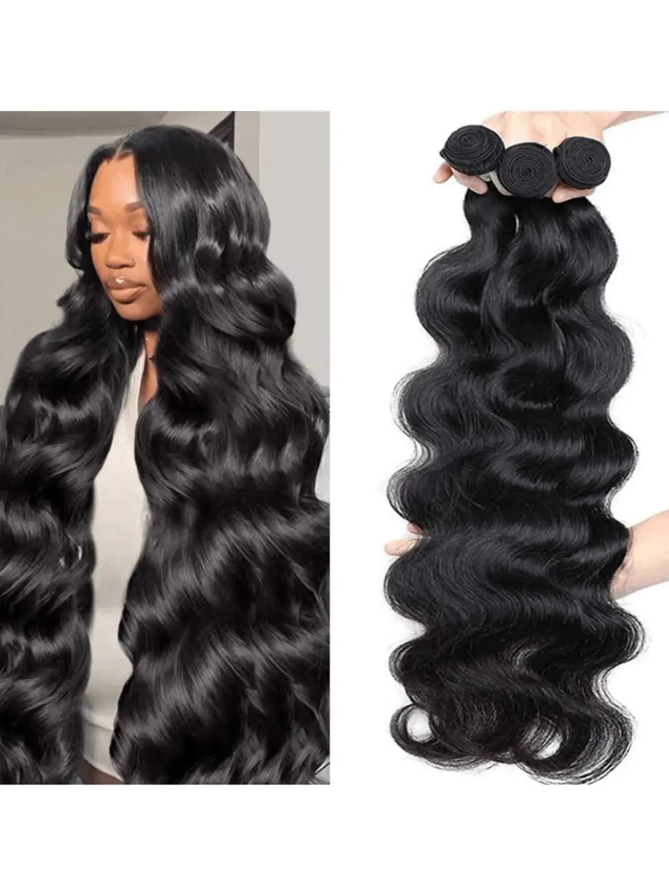Body Wave Brazilian Human Hair Bundles for Women, Unprocessed Virgin Hair Weave Extensions, Durable & Flexible Double Weft Hairpieces, Versatile Styling