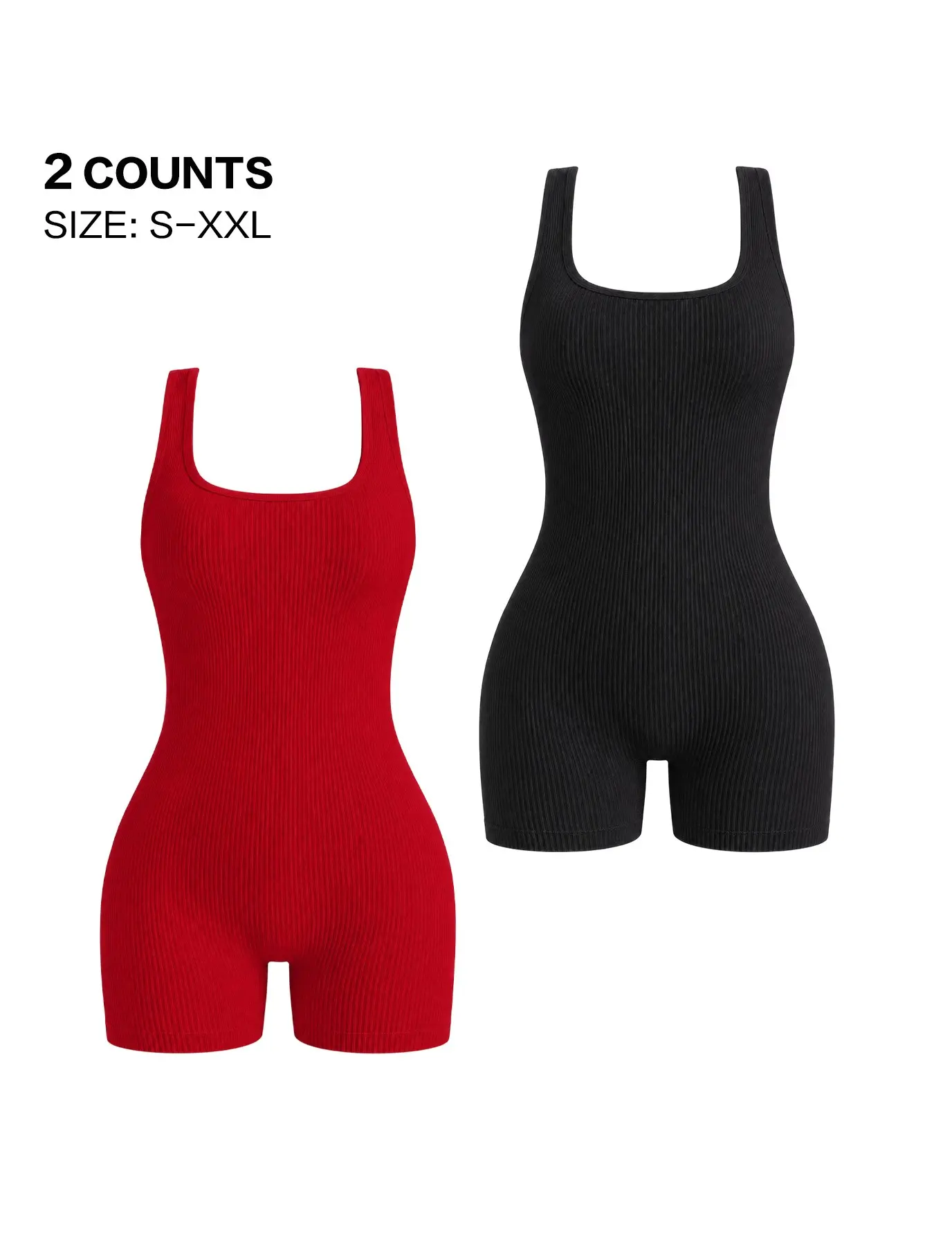 Seamless One Piece Romper for Women, High Stretch Bodycon Activewear, Square Neck Tank Top Jumpsuit, Tummy Control, Elastic Waist, Casual Summer Workout, Square Neck Jumpsuits