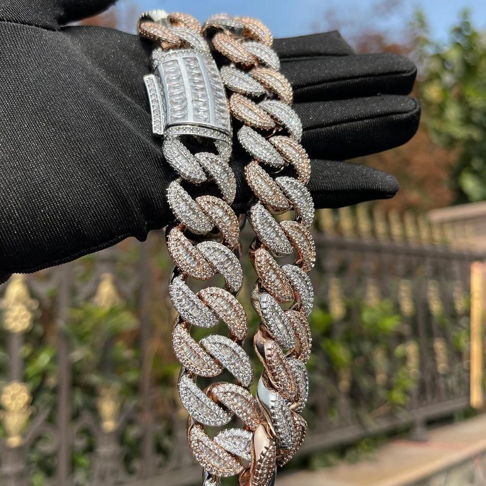 [ICE HUE]18K Gold Vacuum Plated Copper with 5A+ Sri Lanka Zircon Weaving Cuba Necklace Miami Italy Mexico & Micro Inspired for Women & Men Luxury Jewelry,Daily Wear,Casual Fashion,Gift Idea,,Classic,Hip Hop,Simple,Sporty Style,Lgbt