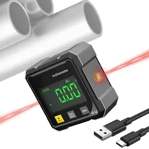 4-Side Digital Angle Finder with Laser - Magnetic Digital Angle Gauge - Rechargeable Mini Digital Laser Level Measuring Tool Cube for Woodworking Tablesaw