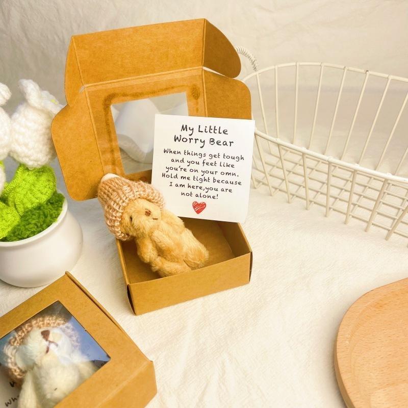 Mini Plush Bear Gift Set with Inspiring Card, Perfect Comfort Gift for Christmas, Halloween, Birthdays and Emotional Support, Party Favors Assortment, Thoughtful Gift