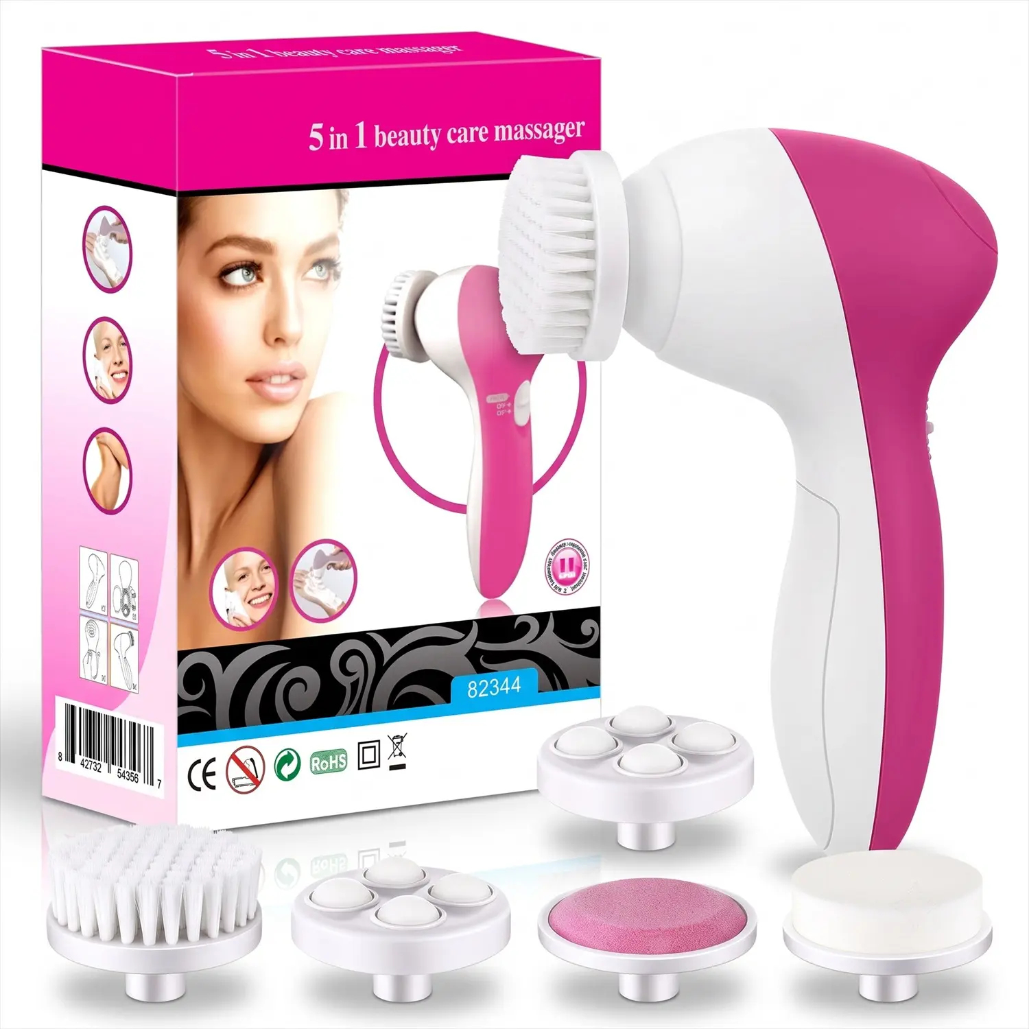 ✨ Multi-Functional 5-in-1 Electric Facial Cleansing Brush, Facial Cleansing Tools, Skin Care Tool, Deep Cleaning/Gentle Massage｜2 Adjustable Intensity Levels｜5 Interchangeable Brush Heads｜Essential Beauty Tool for Facial Cleansing & Massage