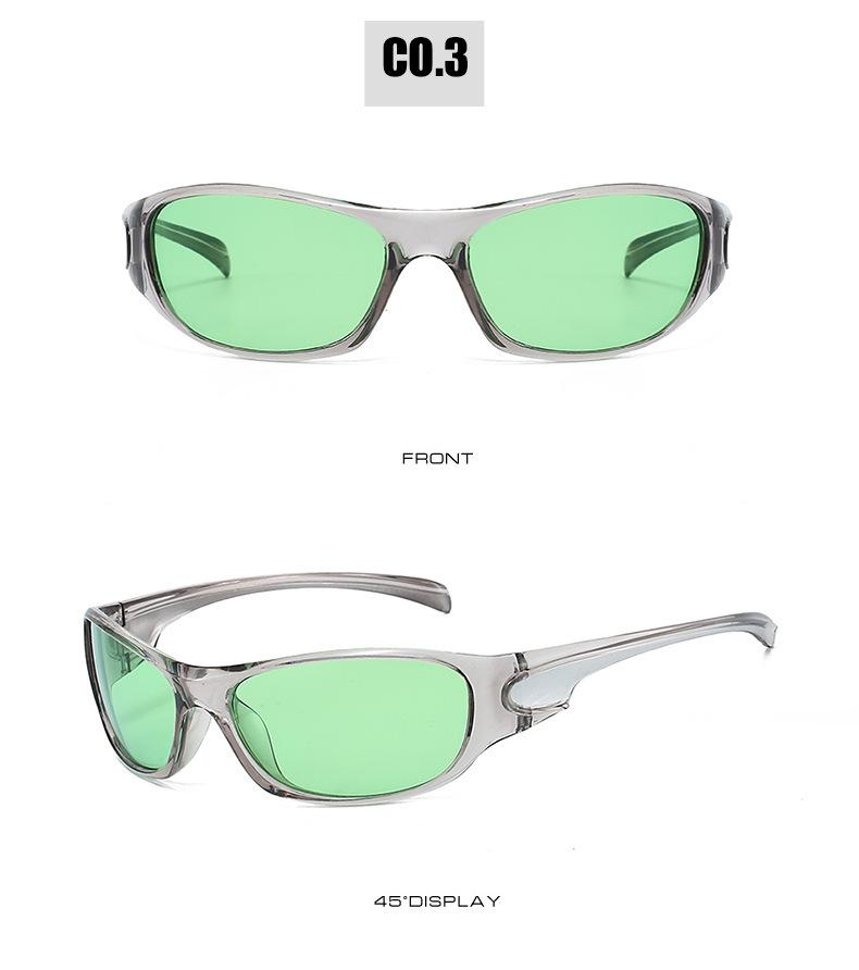 Vintage Unisex Y2K Green Translucent Sports Wrap Sunglasses Festival Outdoor Trendy Protective Eyewear Lightweight Durable Stylish Frames