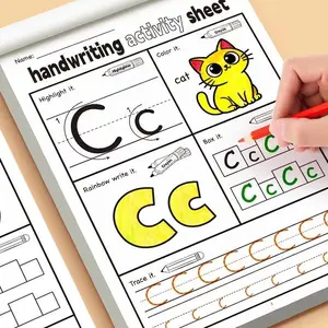1-2 sets of children's writing practice books, containing 26 English letters A-Z, handwriting practice, tracing practice, coloring practice. Perfect for family education, classroom teaching and back-to-school supplies, birthday/festival gifts.
